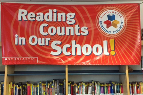 "Readung counts in our school" banner